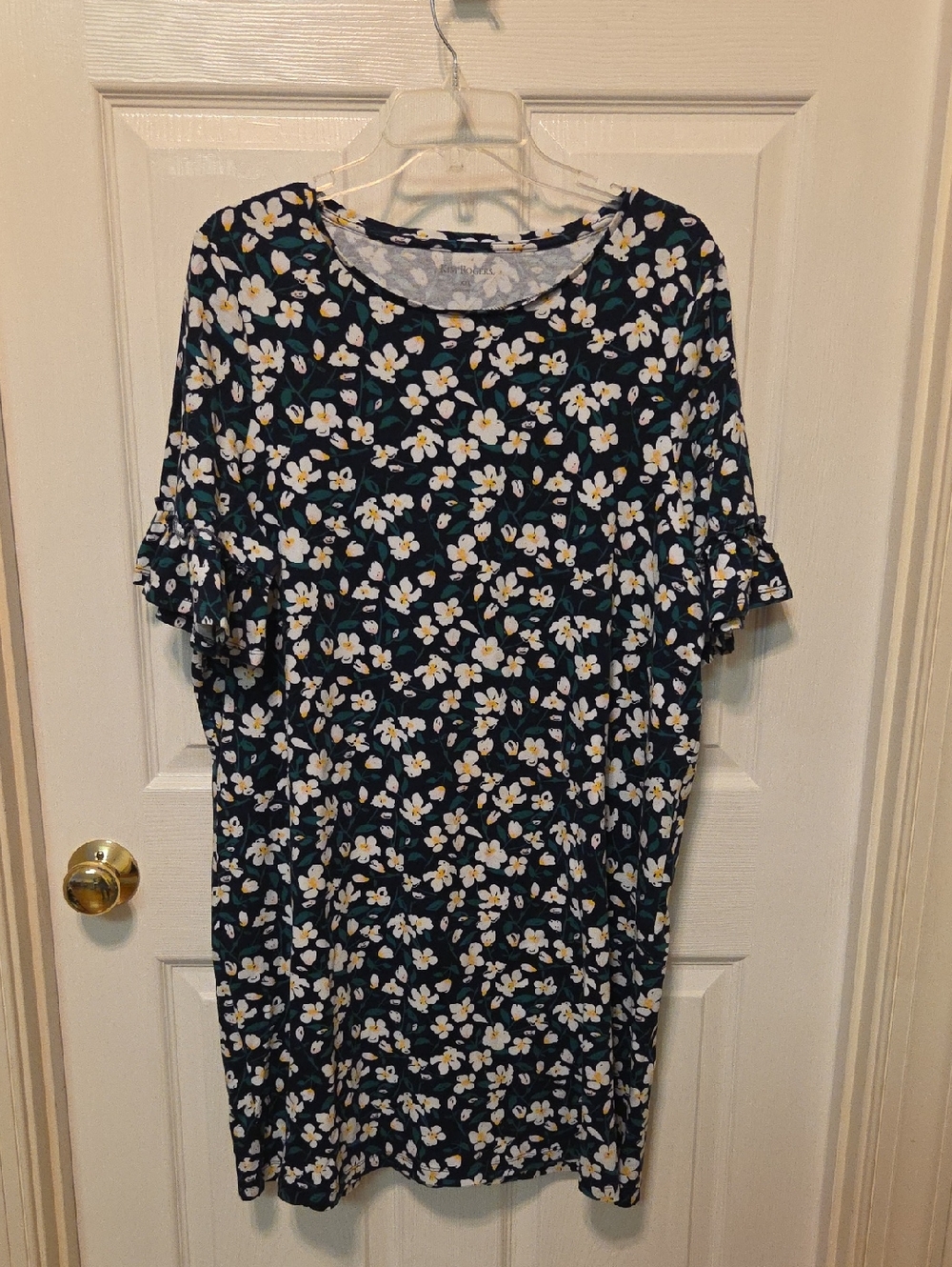 Kim Rogers Navy Floral Ruffle Sleeve Dress